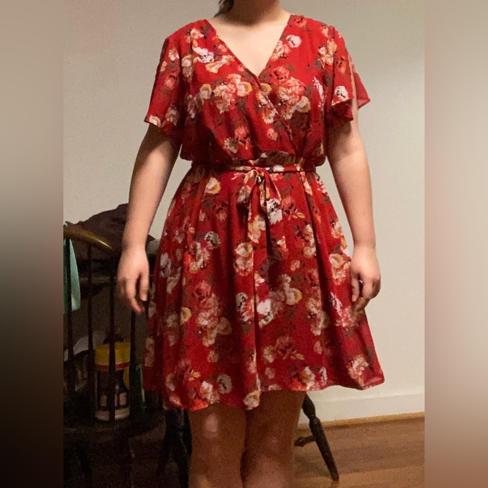 Maurice’s Red floral wrap dress